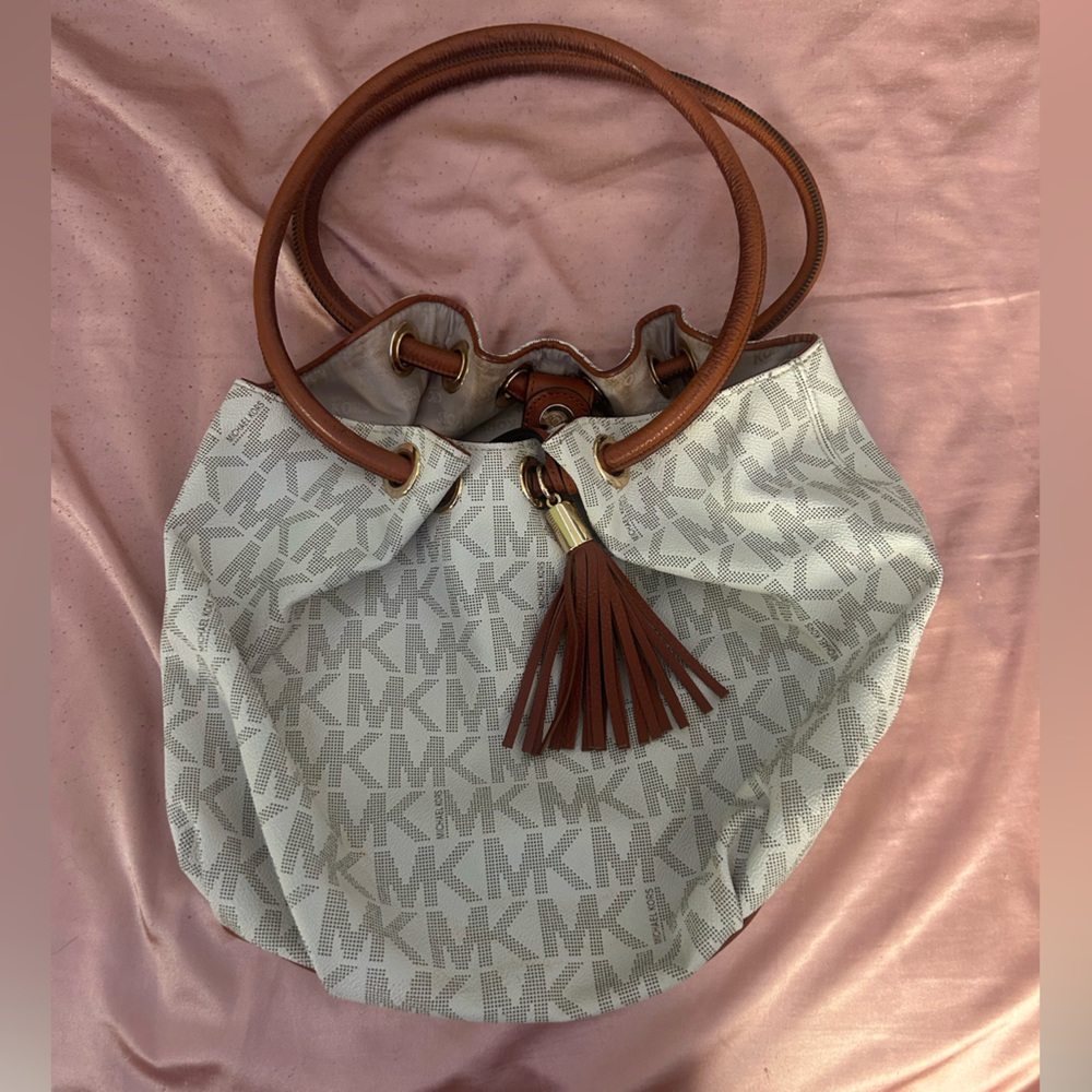Michael Kors Cream and Brown Shoulder Bag